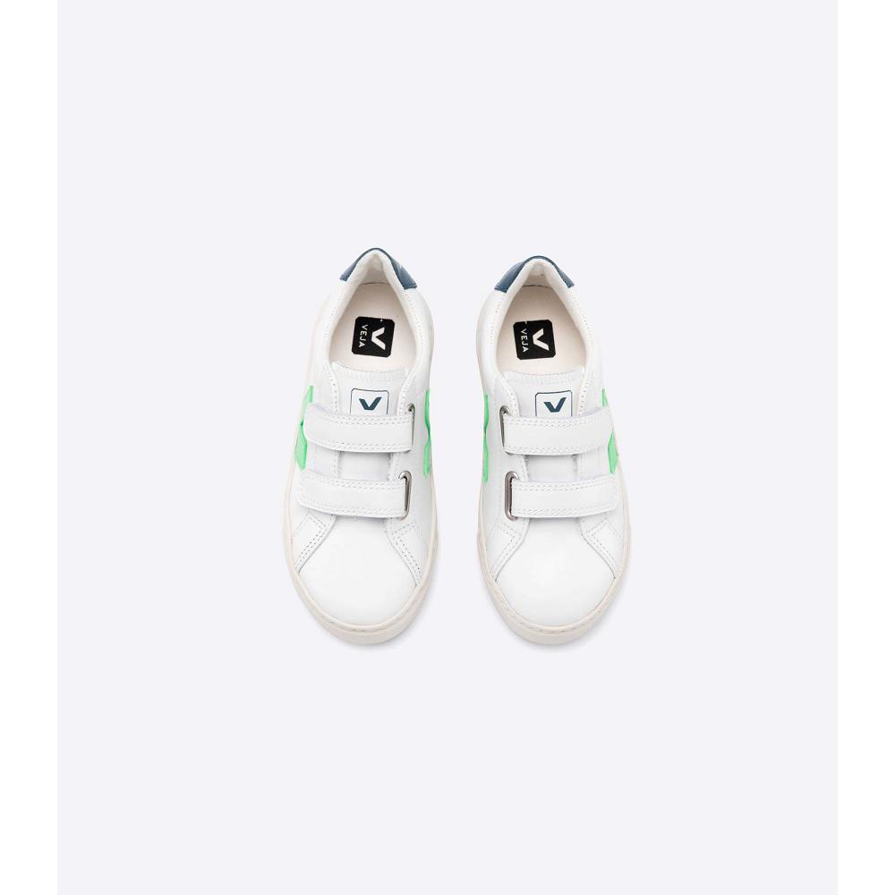 Veja ESPLAR LEATHER Sneakers Kinderen White/Green | BE 816EBC